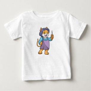 T-shirt Pour Bébé Chat coiffeur avec ciseaux