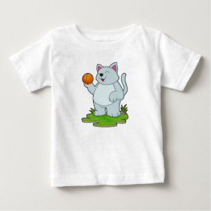 T-shirt Pour Bébé Chat comme joueur de basket-ball avec basket-ball