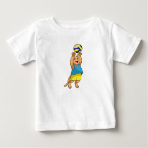 T-shirt Pour Bébé Chat comme joueur de volley-ball avec volleyball