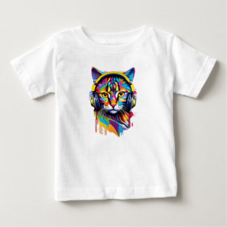 T-shirt Pour Bébé Chat dans les écouteurs