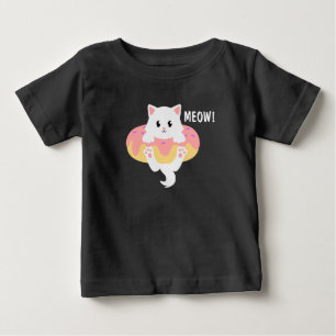 T-shirt Pour Bébé Chat Drôle Donut Miaou Mignon Enfants