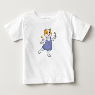 T-shirt Pour Bébé Chat en coiffeur avec ciseaux