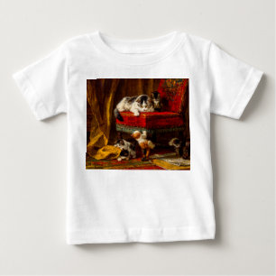 T-shirt Pour Bébé Chat et chatons Jouer avec chaise