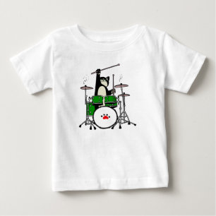 T-shirt Pour Bébé Chat Jouer Des Tambours, Chat Drôle Jouer Des Tam