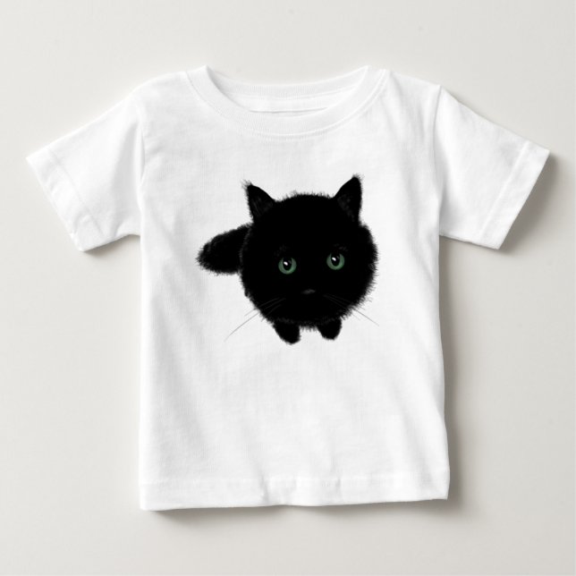 T-shirt Pour Bébé Chat noir (Devant)