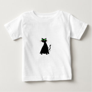 T-shirt Pour Bébé Chat noir gras aux yeux verts