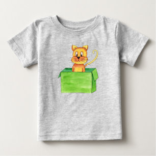 T-shirt Pour Bébé Chat Orange Idiot Qui Joue Dans Une Boîte