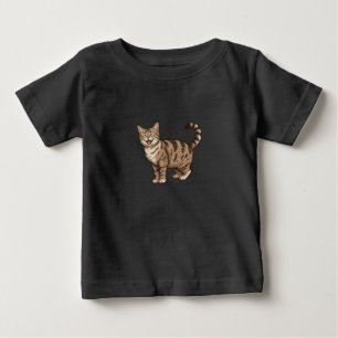 T-shirt Pour Bébé Chat Tabby de Dessin Animé Rieur Heureux