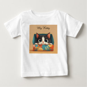 T-shirt Pour Bébé Chaton de dessin animé adorable avec de grands yeu