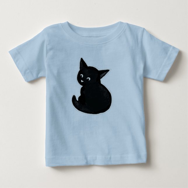 T-shirt Pour Bébé Chaton noir (Devant)