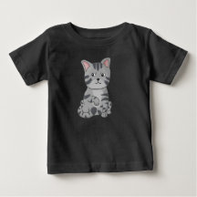 Chaton Tabby Dessin Animé Grincheux Assis