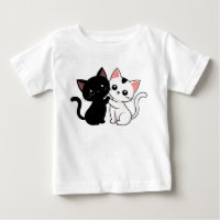 Chats de dessin animé mignons noir et blanc