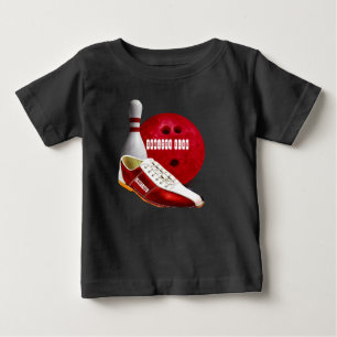 T-shirt Pour Bébé Chaussure de boule de bowling et Pin avec votre