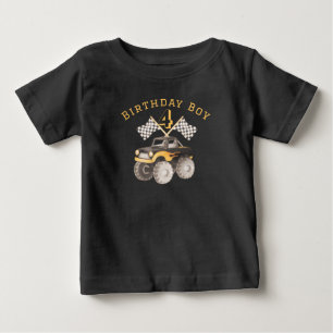 T-shirt Pour Bébé Chemionne Monster Truck Chemise 4ème Anniversaire
