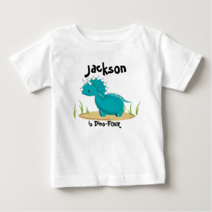 T-shirt Pour Bébé Chemise d'anniversaire de dinosaure 4 années
