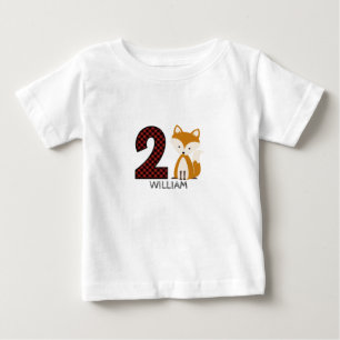 T-shirt Pour Bébé Chemise d'anniversaire de plaid de Fox de bébé