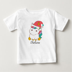 T-shirt Pour Bébé Chemise de Noël Unicorne pour enfants, tout-petits