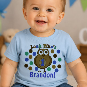 T-shirt Pour Bébé Chemise de premier anniversaire de chouette à pers