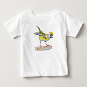 T-shirt Pour Bébé Chemise Jaune Dessin D'Oiseau Bébé Jersey Fin,