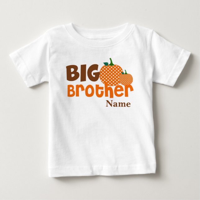 T-shirt Pour Bébé Chemise personnalisée Big Brother Citrouille (Devant)