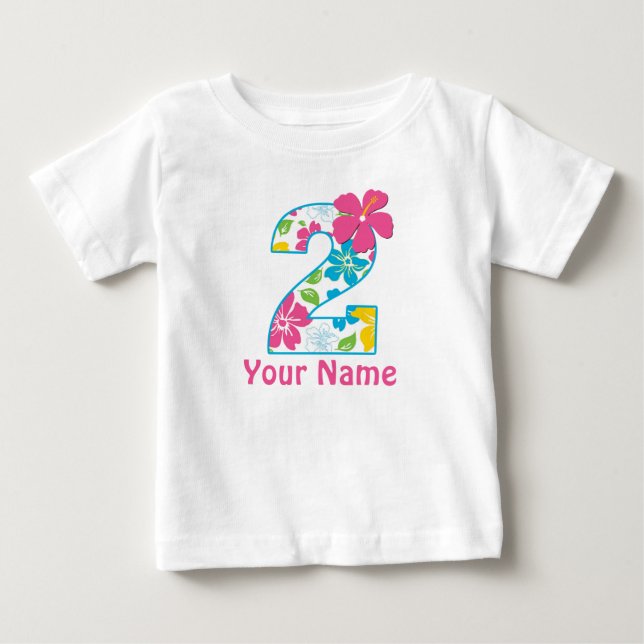 T-shirt Pour Bébé Chemise personnalisée Tropical 2e anniversaire (Devant)