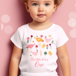 T-shirt Pour Bébé Chemise Petit Poussin de Pâques Fille Ferme 1er An