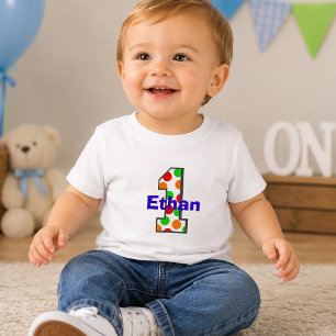 T-shirt Pour Bébé Chemise Premier Anniversaire Pois Arc-en-ciel