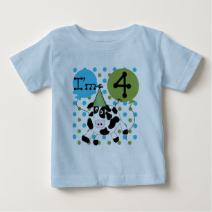 T-shirt Pour Bébé Chemises et cadeaux Blue Cow 4th Birthday