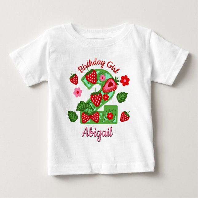 T-shirt Pour Bébé Chemises fraises pour enfants de deuxième annivers (Devant)