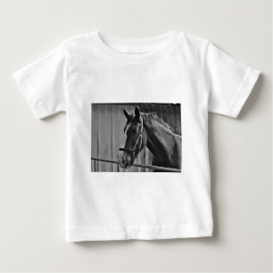 T-shirt Pour Bébé Cheval blanc noir - Art de la photographie animale