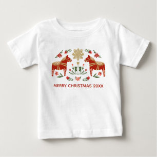 T-shirt Pour Bébé Cheval de Noël
