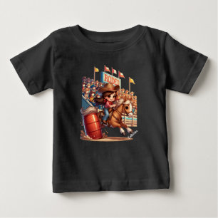 T-shirt Pour Bébé Cheval de rodéo occidental Cowgirl Course de baril
