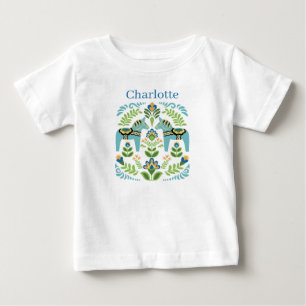 T-shirt Pour Bébé Chevaux Dala Suédois Teal Personnalisés