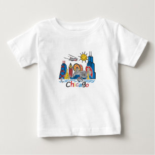 T-shirt Pour Bébé Chicago Kids Skyline