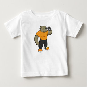 T-shirt Pour Bébé Chien à la condition physique avec Dumbbell