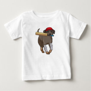 T-shirt Pour Bébé Chien au cricket avec batte de cricket