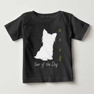 T-shirt Pour Bébé Chien blanc mignon chinois Nouvel An 2018 Black Ba