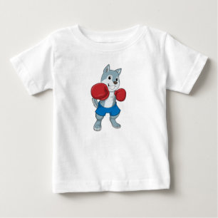 T-shirt Pour Bébé Chien comme boîte avec gants de boxe