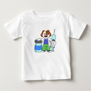 T-shirt Pour Bébé Chien comme docteur avec seringue