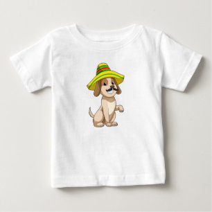 T-shirt Pour Bébé Chien mexicain avec casquette de paille