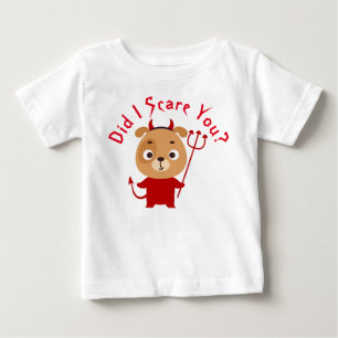 T-shirt Pour Bébé Chien mignon en costume de diable rouge tenant un