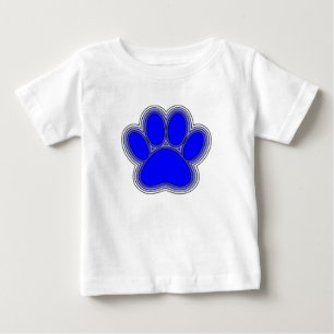 T-shirt Pour Bébé Chien Paw En Bleu Avec Contours