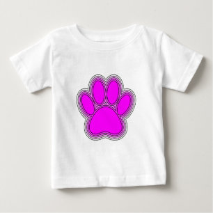 T-shirt Pour Bébé Chien Paw En Rose Avec Des Contours