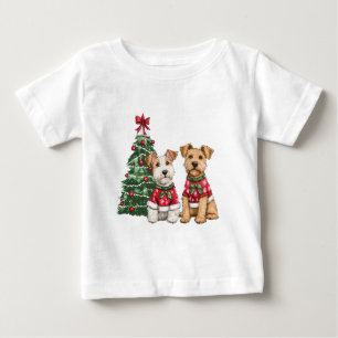 T-shirt Pour Bébé Chiens de Noël Welsh Wire Fox Terrier