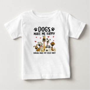 T-shirt Pour Bébé Chiens Me Rendre Heureux Humains Mignons Chien
