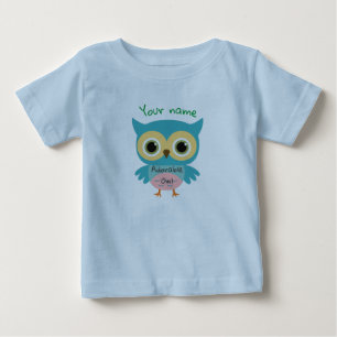 T-shirt Pour Bébé Chouette bleue adorable personnalisée