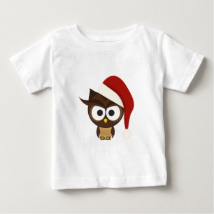 T-shirt Pour Bébé Chouette en colère portant le chapeau de Santa