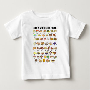 T-shirt Pour Bébé CINQUANTE ÉTATS DE LA NOURRITURE Etats-Unis Amériq