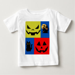 T-shirt Pour Bébé Citrouille d'Halloween coloré, Chat noir