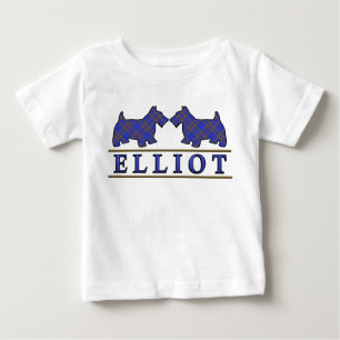 T-shirt Pour Bébé Clan Elliot Scottie Dogs Clan Tartan